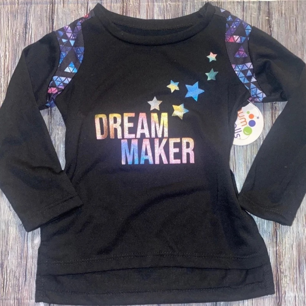 💞 New Baby Girl Size 12 Months Dream Maker Rainbow Foil Long Sleeve Tee